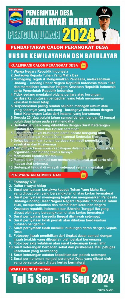 Pembukaan Pendaftaran Unsur Kewilayah desa Batulayar Barat